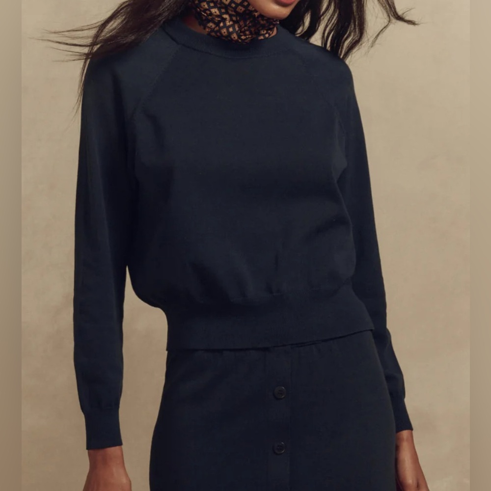 The Crew Neck Sweater. Size 1. The Great. Dark Navy